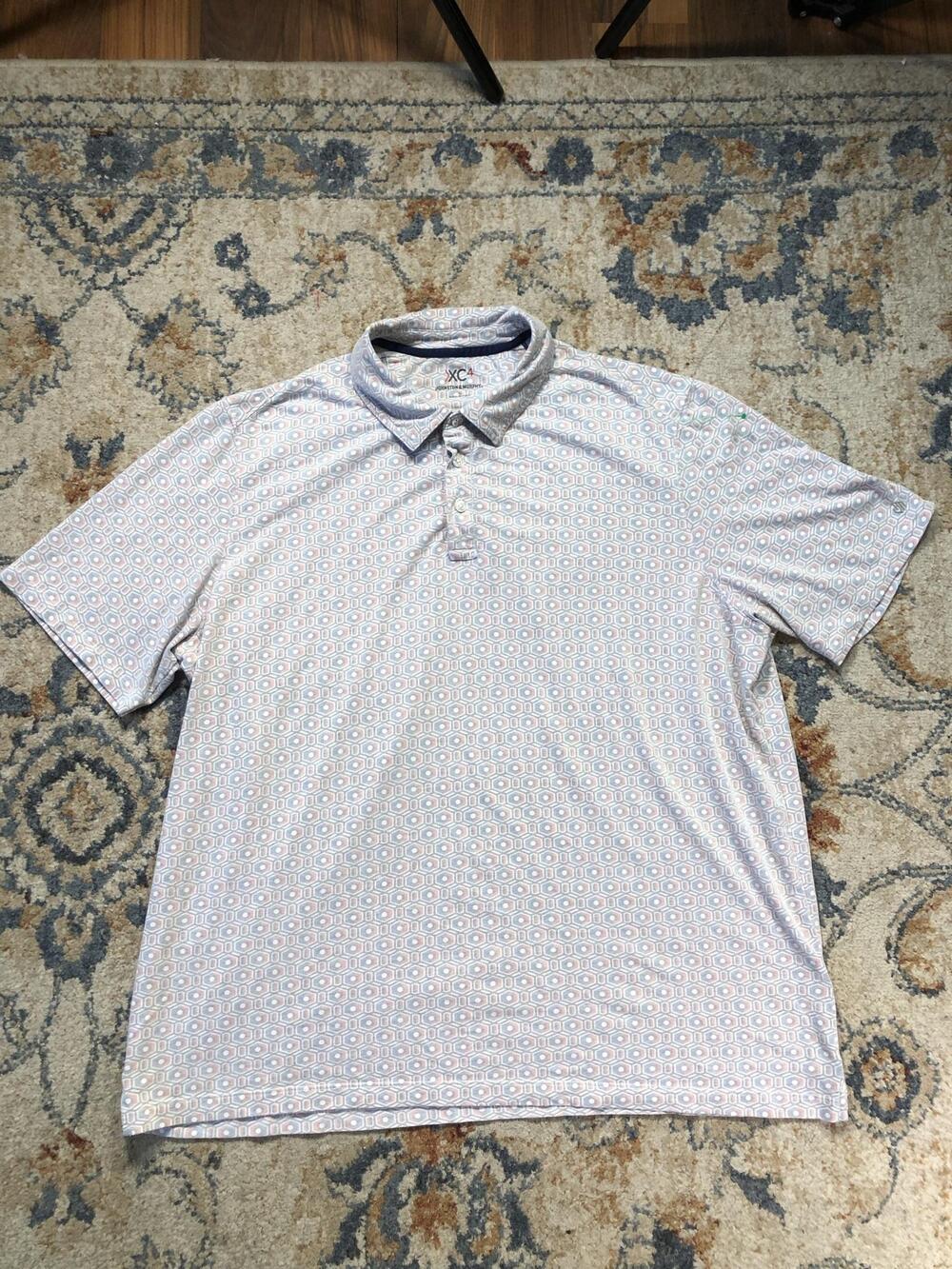 Johnston & Murphy XC4 Polo Shirt Mens L Multicolor Geometric Short Sleeve Casual